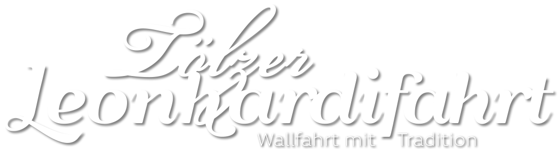 Das Logo der Tölzer Leonhardifahrt, ein zweizeiliger geschwungener Schriftzug des Namens mit dem Untertitel Wallfahrt mit Tradition, entworfen von der Designerin Julia Stelz.